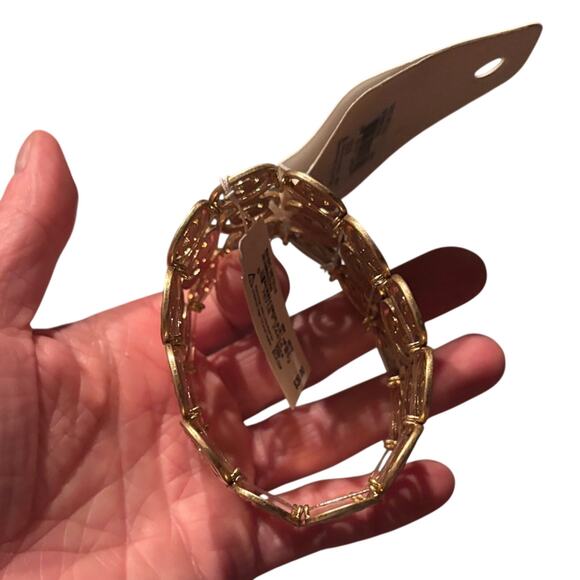 New Directions Gold Swirl Stretch Bracelet Statement Textured NWT - Picture 3 of 4